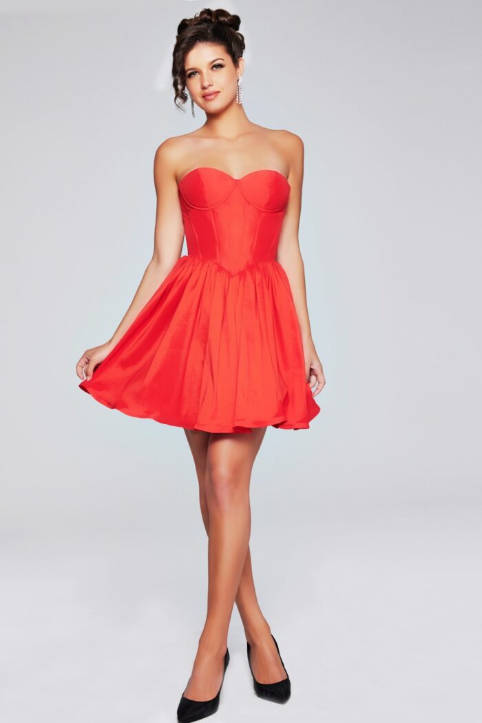 Model wearing Jovani 36620 dress in black, showcasing front.