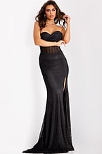 high slit black dress 3668
