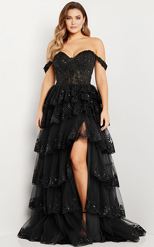 corset bodice high slit dress 36687