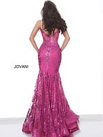 Model wearing Jovani 3675 Mermaid Corset Bodice Dress