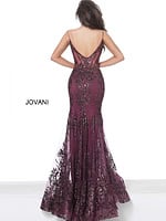 Model wearing Jovani 3675 Mermaid Corset Bodice Dress