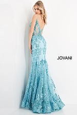 Model wearing Jovani 3675 Mermaid Corset Bodice Dress
