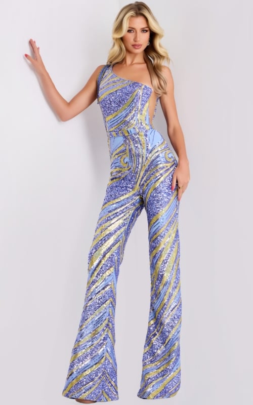 one shoulder lilac jumpsuit 36846