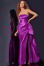 purple dress with side drape
