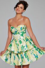Floral Fit and Flare Short Dress JVN37057 | Jovani