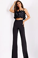 Black Two-Piece outfit with Ruffled Crop Top 37146