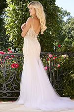 Back view of Jovani 37201, featuring a low scoop back with beadwork.