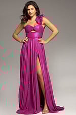 one shoulder sweetheart neckline pleated dress 37254