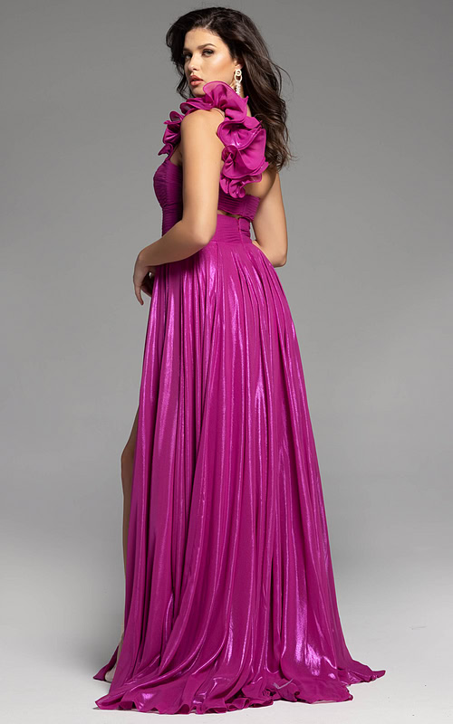 one shoulder empire waist dress 37254