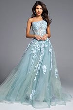 blue tulle a line dress 37411