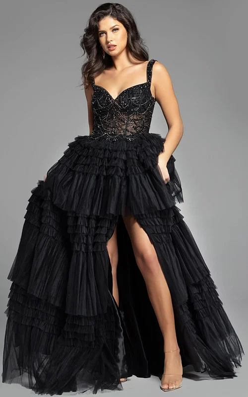 v neckline layered ball gown 37438