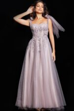 Mauve Tulle Corset Bodice A Line Dress 37467 | Jovani