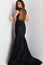 Beaded Feather Mermaid Gown with Sheer Illusion Bodice 37542 - Image 2