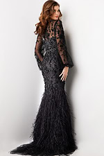 back view of Jovani 37558 black dress showing mermaid silhouette