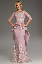 Front view of Jovani 37605 blush dress featuring a fitted silhouette.