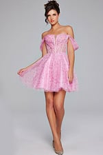 Pink Pleated Bodice Fit and Flare Dress 38000 | Jovani Pink Pleated Bodice Fit and Flare Dress 38000 | Jovani