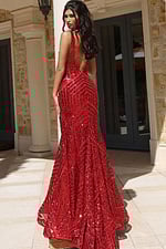 Fitted Gown With Slit And Low Back 38053 - Image 5