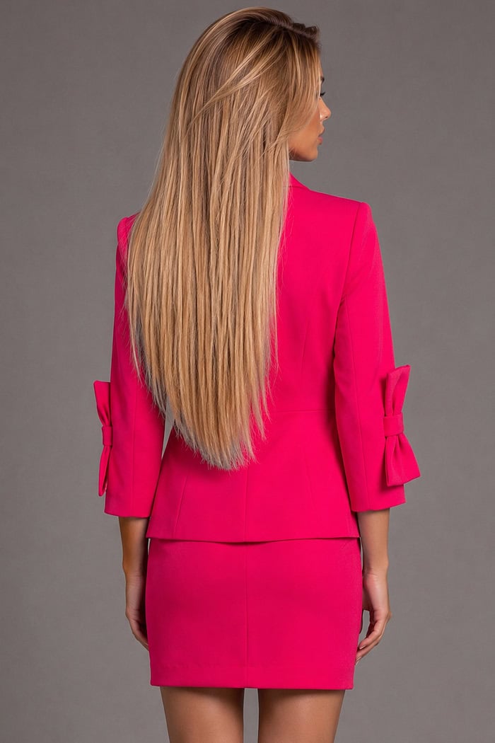 Jovani style 38082 in fuchisa, back view