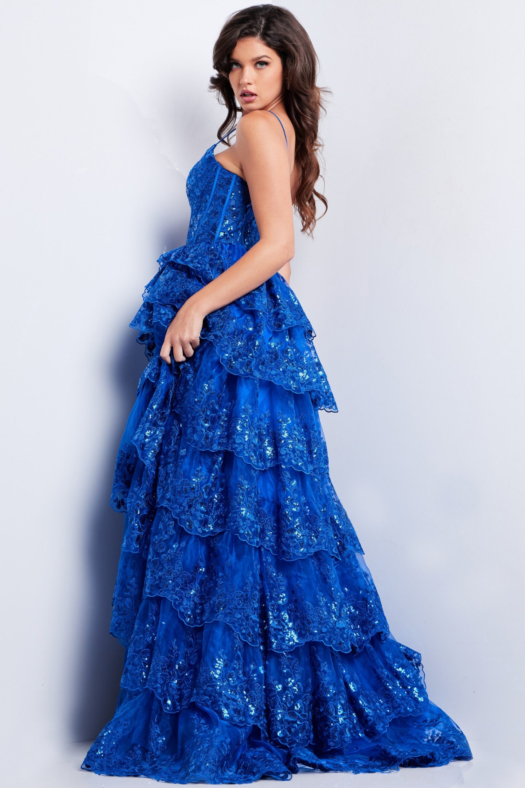 Royal Layered Skirt High Slit Gown 38144 | Jovani
