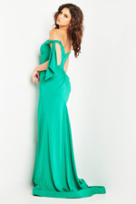 Green Off the Shoulder Sweetheart Neck Dress 38197 | Jovani