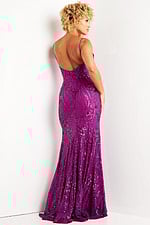Back view of Jovani 38337 purple dress with elegant design