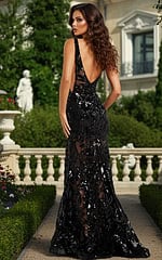 backless sheer prom dress