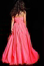 Back view of model in Jovani 38382 pastel pink dress