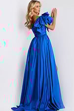 blue one shoulder ball gown 38466