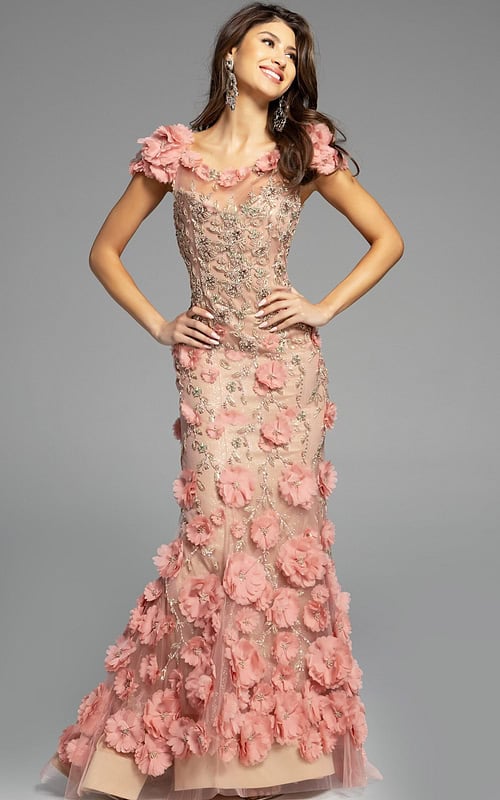 peach floral dress 38511