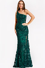 one shoulder green dress 38684