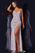 Pink Sequin Gown with Floral Beading 38707 - Image 11