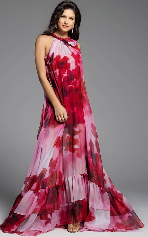 multi color long print dress 38746