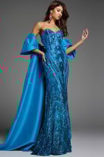 Strapless Sequin Gown With Matching Cape 38746 - Image 7