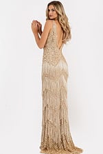 fringe v back long dress 38847