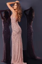 【PHASE EIGHT】Venetia プリーツ ビーズ マキシドレス Beaded V Neckline Fringe Dress 38846 | Jovani