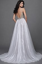 fitted evening gown featuring intricate hand-beaded embellishments