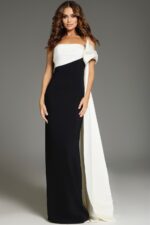ワンピース PANARO DRESS One-Shoulder Cape Gown with Elegant Bodice 38864 | Jovani