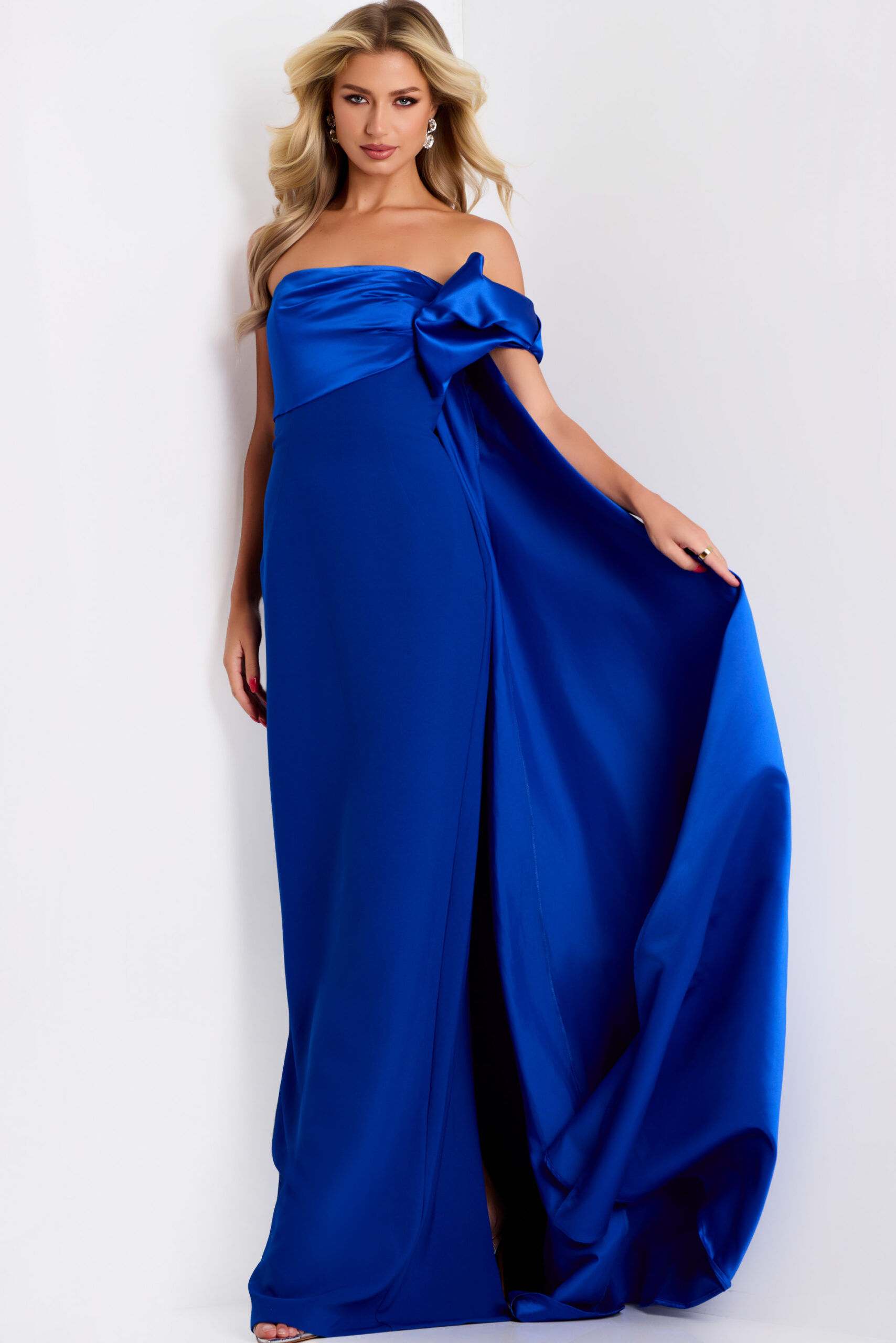 【PORTERNA】Coben Mid-Length One Piece One-Shoulder Cape Gown with Elegant Bodice 38864 | Jovani