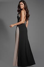 back backless dress with sheer fabric and embellishments