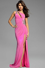 One Shoulder Fitted Gown With Side Draping 38990 | Jovani