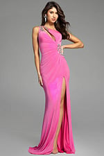 one shoulder high slit dress 38990