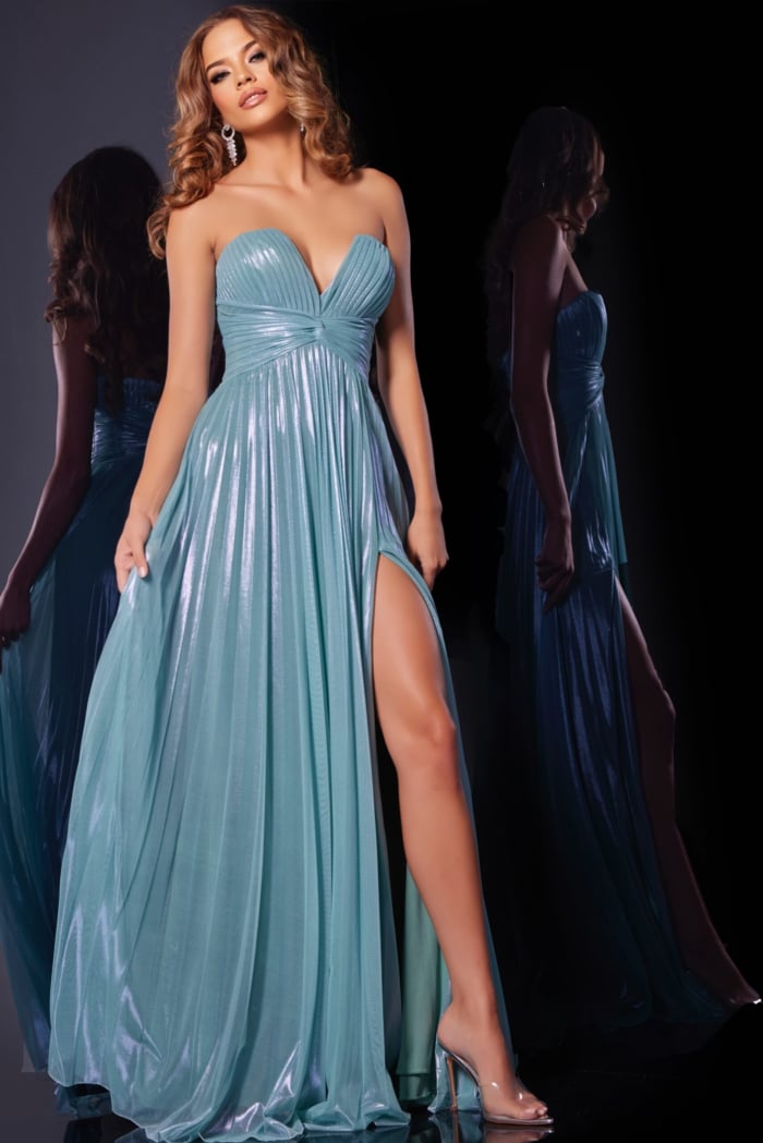 strapless pleated dress 39023