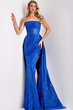 Elegant fit and flare evening gown with strapless neckline