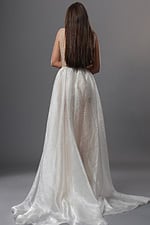 crystal embellished fitted evening gown with cape