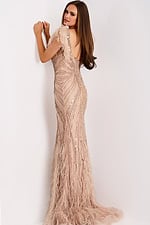 beaded beige evening dress 39171