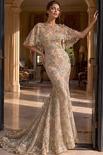 Sheer overlay gown back detail