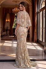 Back view of beaded mermaid gown