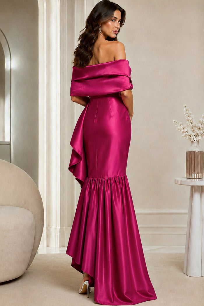 back of Jovani style 39265 in fuchisa