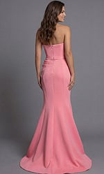 One Shoulder Fitted Gown With Sculpted Waist Detail
