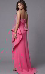 Strapless Peplum Gown With Sculpted Ruffle Detail